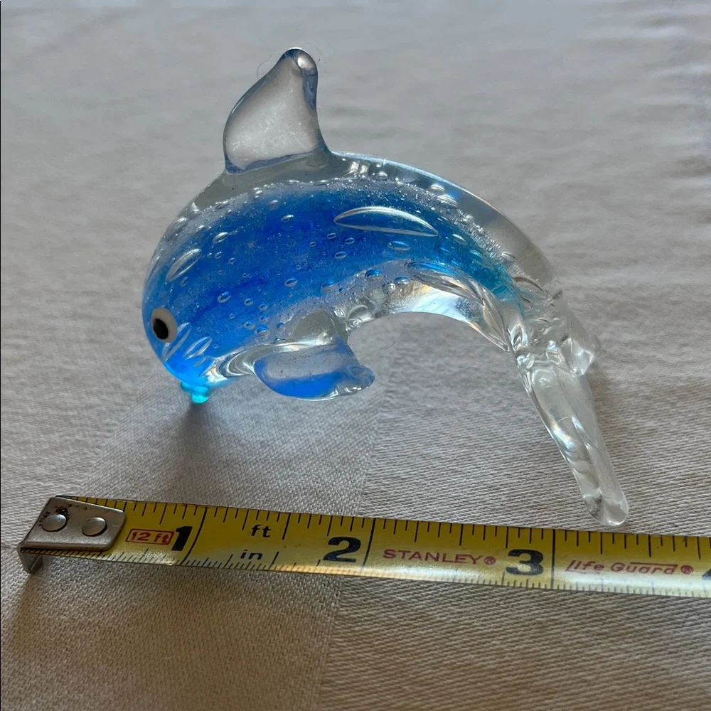 Blue Glass Dolphin Figurine